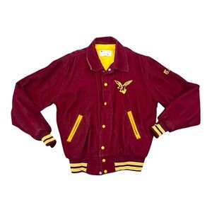 Vintage 80s Corduroy Letterman Varsity Bomber Jacket